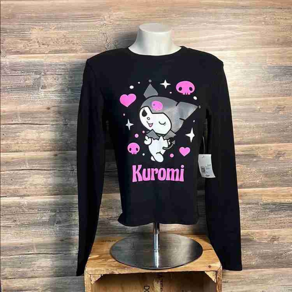 Black Long Sleeve Tee with Pink Accents
